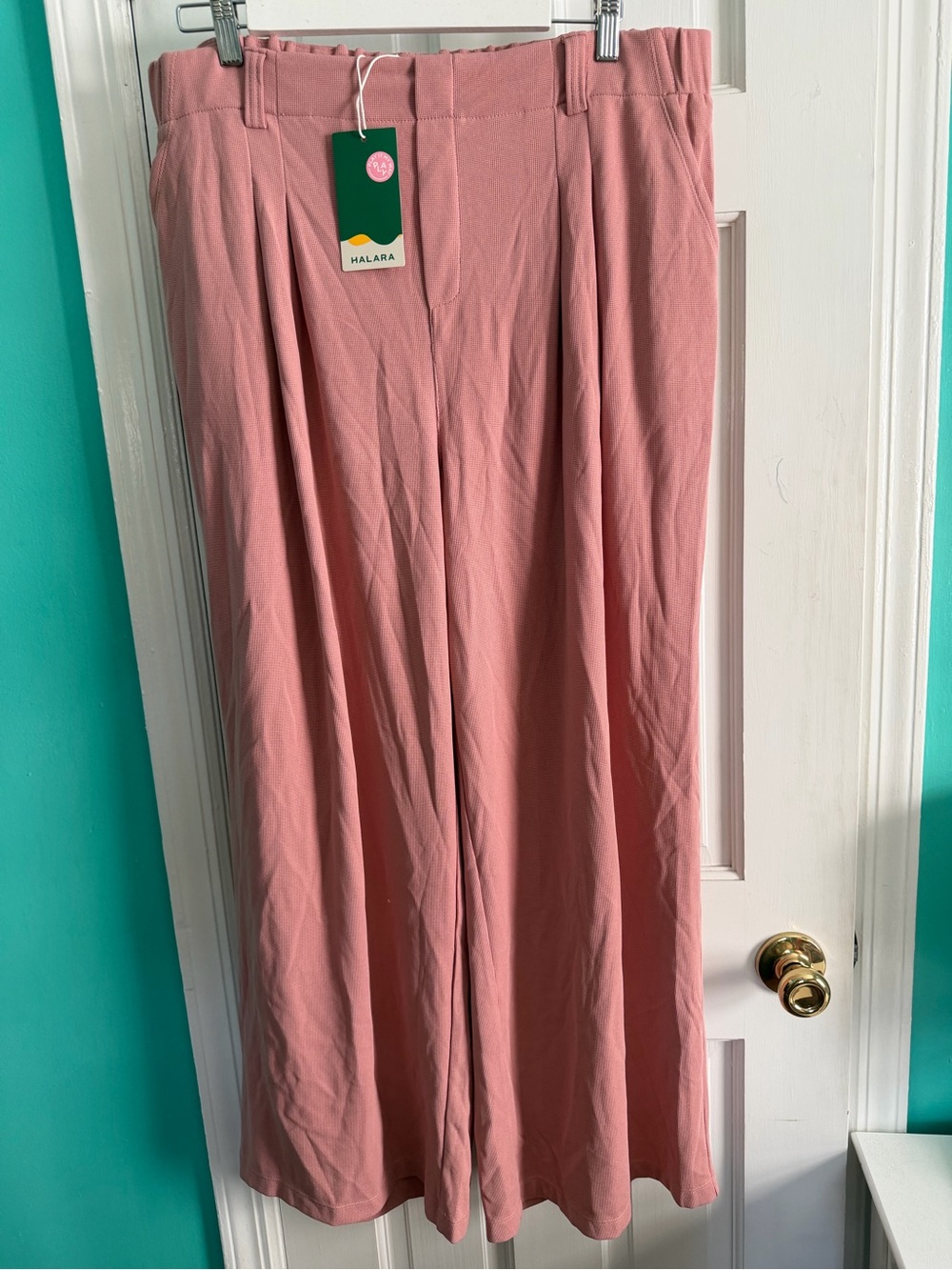 NWT Halara Flex High Waisted Wide Leg Pleated Work Pants, Pink Mauve, 3X (48)